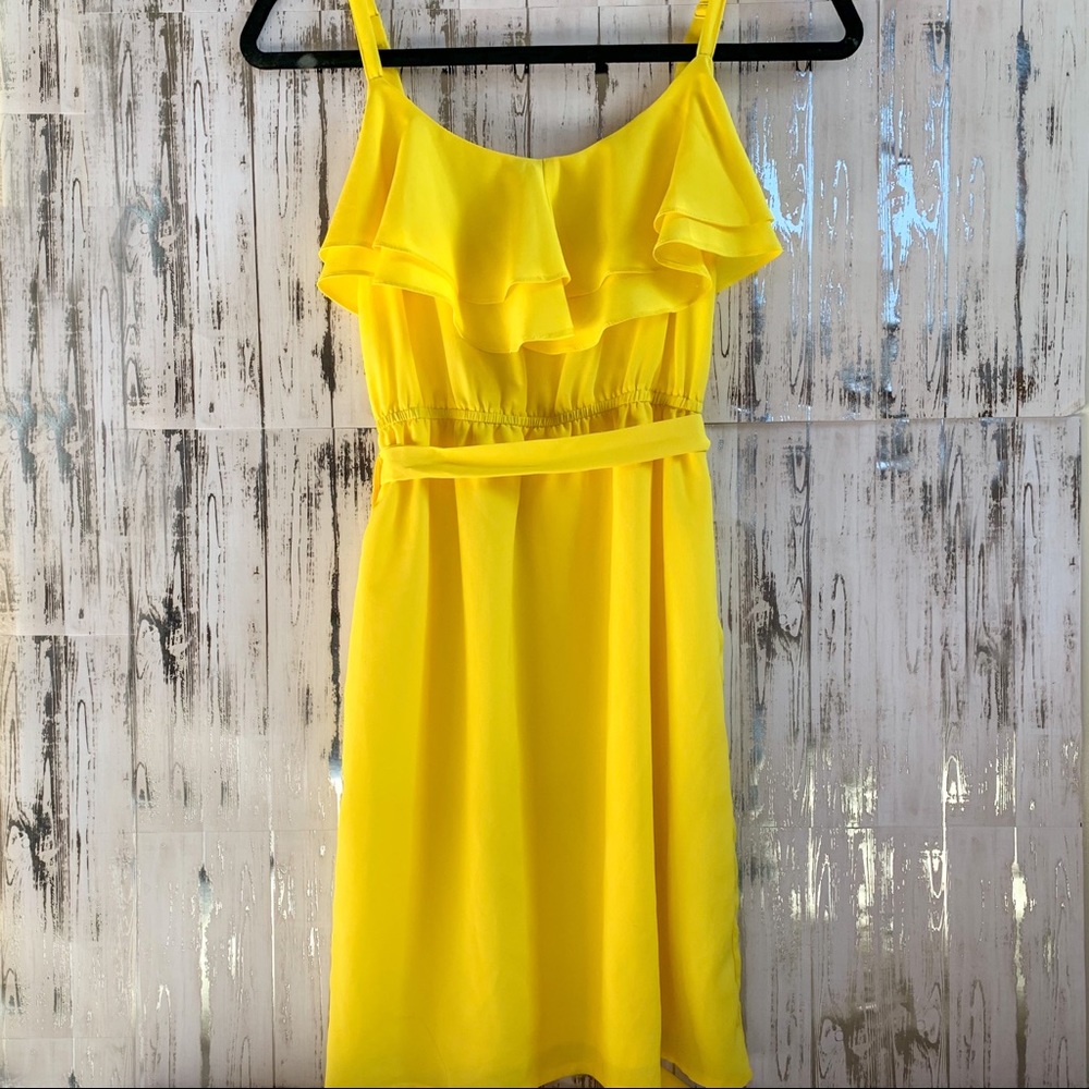 Forever 21 Yellow Ruffle Tank Dress